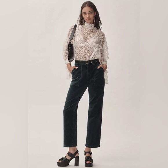 NWT! Anthro The Wanderer Mid-Rise Relaxed-Leg Pants by Pilcro: Velvet Edition ☀️ - Picture 1 of 6